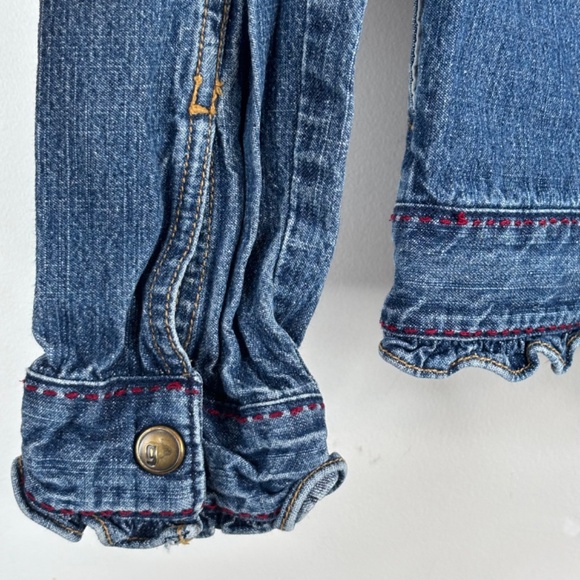 VTG Y2K Gymboree Embroidered Denim Jacket 9 Preppy Fall Classic Red Bows Ruffle - Picture 5 of 10